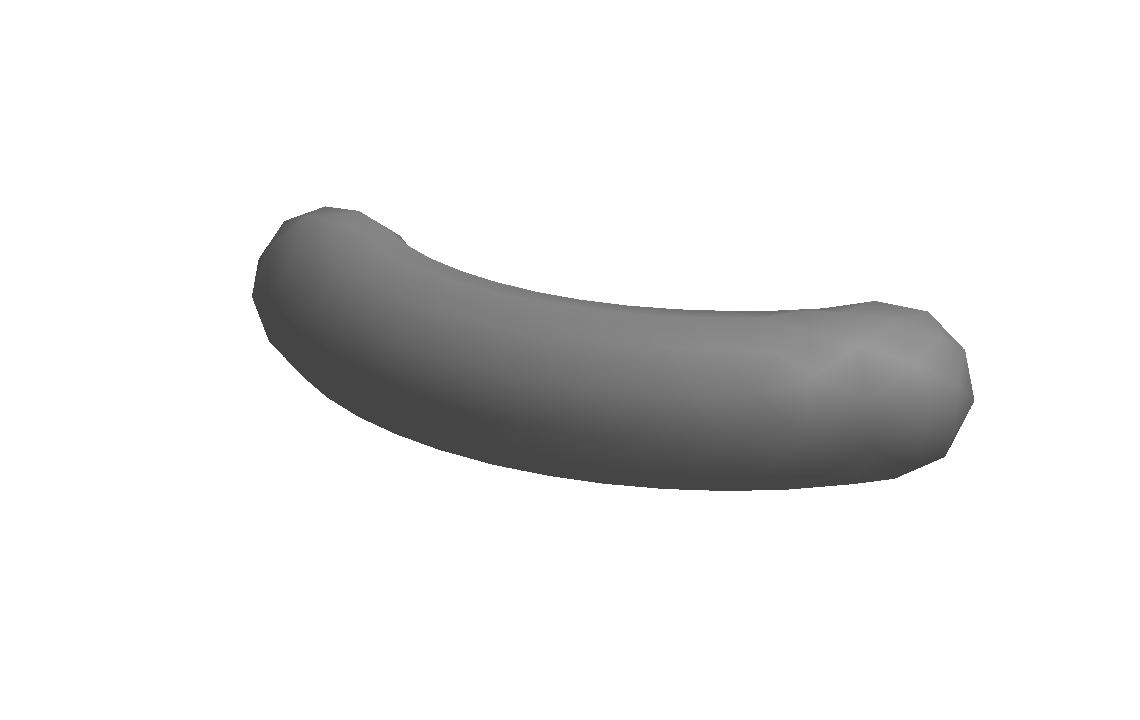 Bent circular cylinder with domed ends.